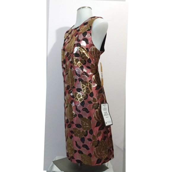 NWT Rachel Roy Designer Metallic Autumn Colors Dress Lined Sz 8 - Picture 3 of 7